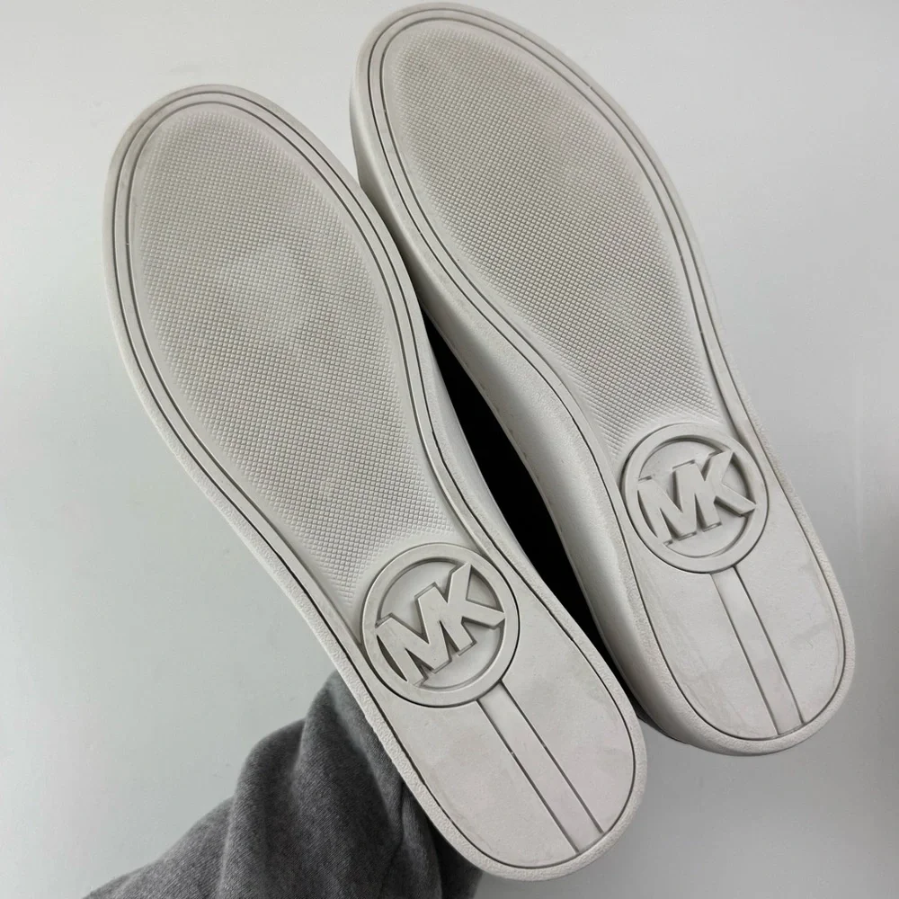 Michael Kors Keaton Zip Slip-On Sneakers Womens 9 Black Faux Leather Shoes